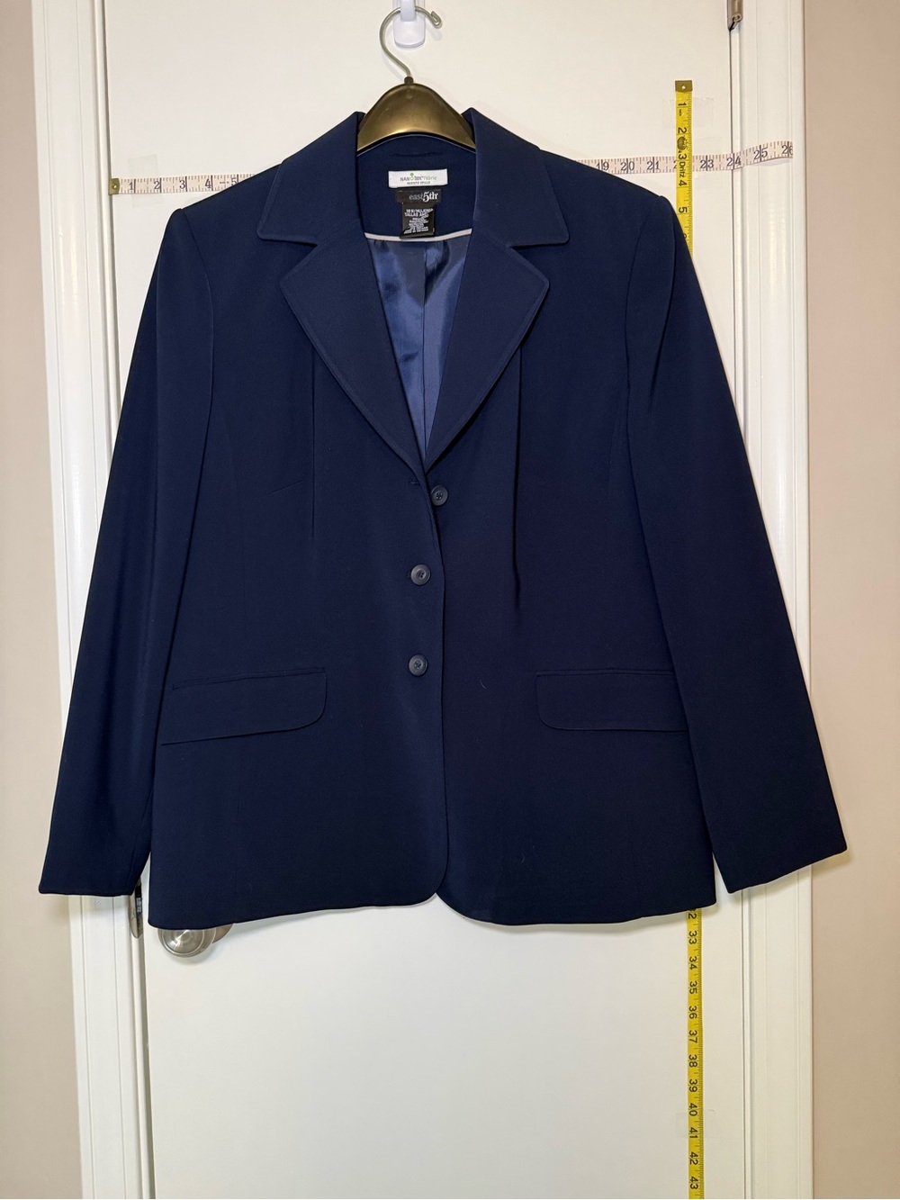 Suit Plus Size Jones New York Navy Women's Blazer Jacket and Fully Lined Pants